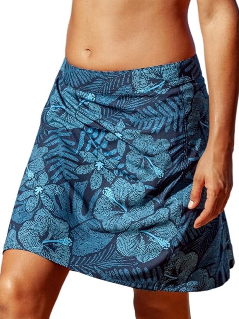 RIPSKIRT HAWAII Women’s Size XL Blue Floral Maui Moonlight Wrap Skirt / Cover-Up